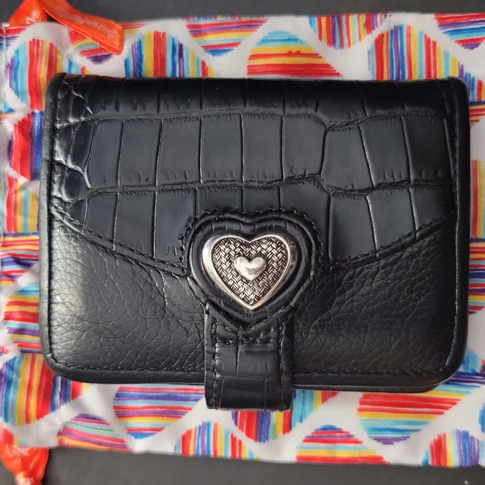 Brighton Bellisimo Heart Small Leather Wallet in Black